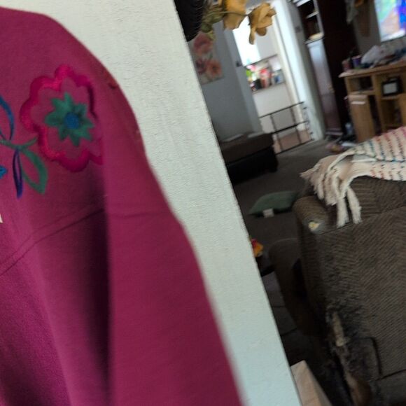 vintage chinawear By Morsley women's S Mock Neck Embroider Maroon Button Sweater - Picture 6 of 7